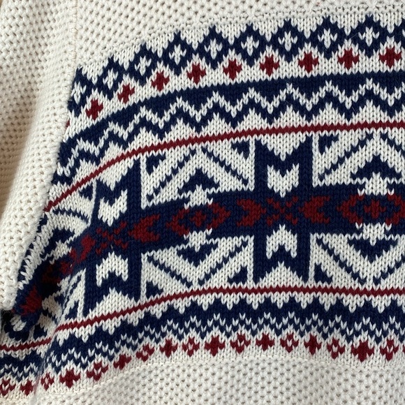IZOD fair isle quarter zip sweater XL cream Heritage Americana apres ski - Picture 3 of 10